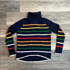 J.Crew Navy Striped Wool Turtleneck